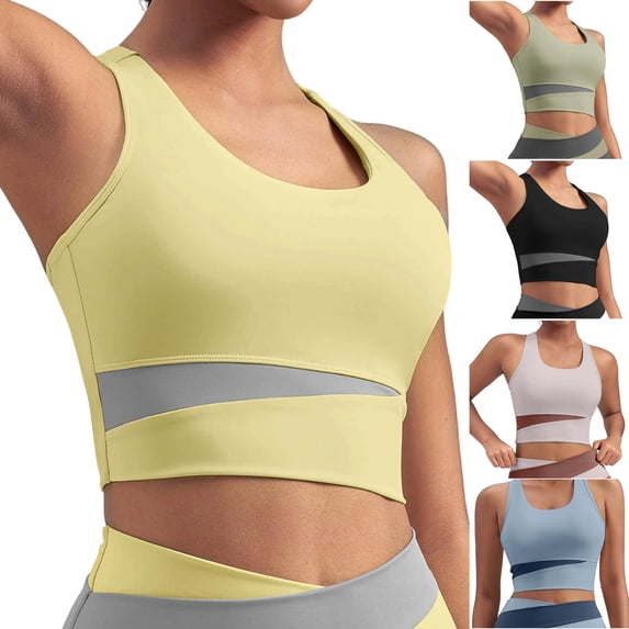 Favoffer Womens Ribbed Tank Tops Round Neck Fitted Sleeveless Athletic Tops with Built-in Bra Wireless Casual Workout Shirts for Gym Running Pilates