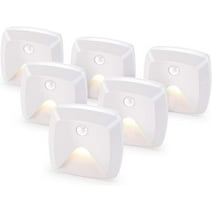 Favorbrite Motion Sensor Lights, Stick-on Warm White LED Night Light, Stick-Anywhere Battery Operated Stair Lights (6-Pack)