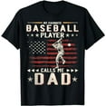 thumbnail image 1 of Favorite Baseball Player Calls Me Dad USA Flag Father's Day T-Shirt, 1 of 5