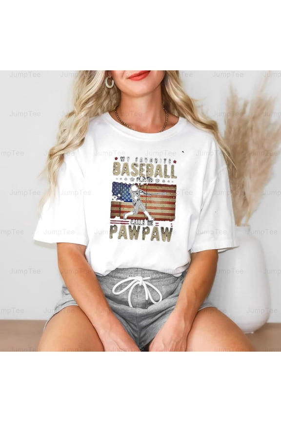 Favorite Baseball Player Calls Me Pawpaw Father's Day Sports Game Fan Comfort Color T-Shirt Unisex, up to 4XL