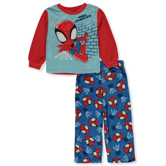 Favorite Characters Boys Marvel Comics Spiderman Wall Crawler Cozy Fleece Toddler Pajamas (2T)