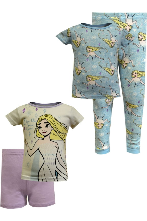 Girls Disney Frozen II Elsa the Snow Queen 4 Piece Cotton Toddler Pajama (2T)