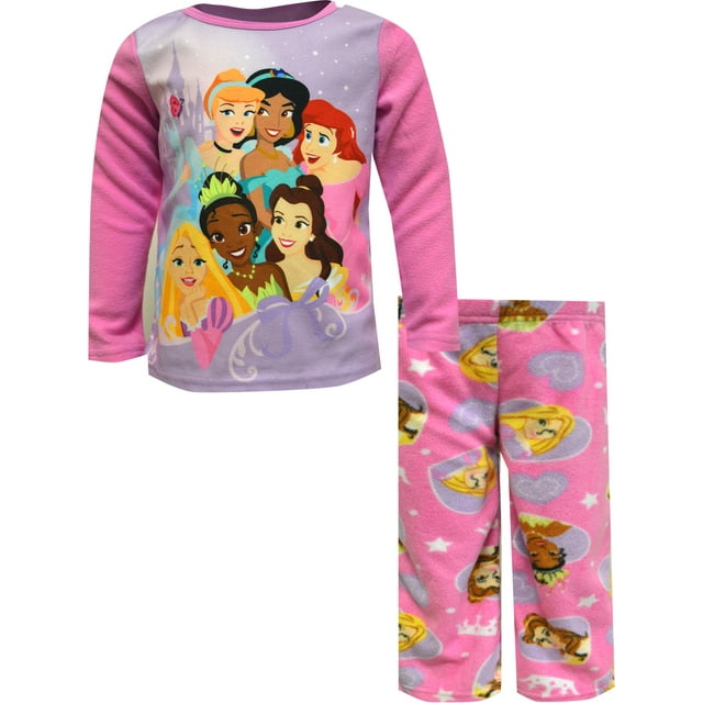 Favorite Characters Girls Disney Princesses Pink Fleece Pajama Set (8)