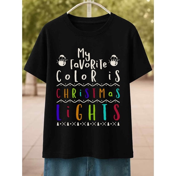 Favorite Christmas Lights Christmas funny t shirts t shirt for men 180G 100% Cotton black Fashionable summer T-shirt, machine washable, fun and playful, cool T-shirt, funny T-shirt, T-shirt humor be