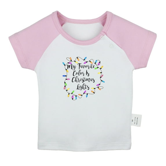 My Favorite Color is Christmas Lights Funny T shirt For Baby, Newborn Babies T-shirts, Infant Tops, 0-24M Kids Graphic Tees Clothing (Short Pink Raglan T-shirt, 0-6 Months)