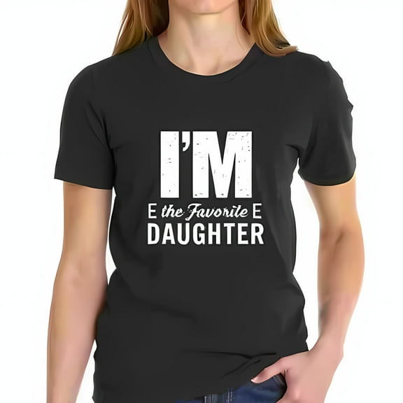 Favorite Daughter Cotton Short Sleeve T-Shirt - Bold White Text on Black Fun & Casual Design for Family Gatherings