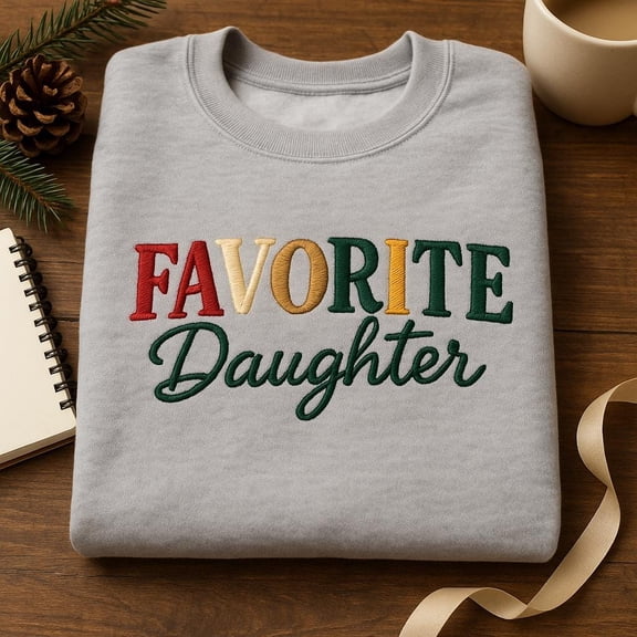 Favorite Daughter Embroidered Sweatshirt, Christmas Style Crewneck, Gift for Daughter, Best Daughter Sweater