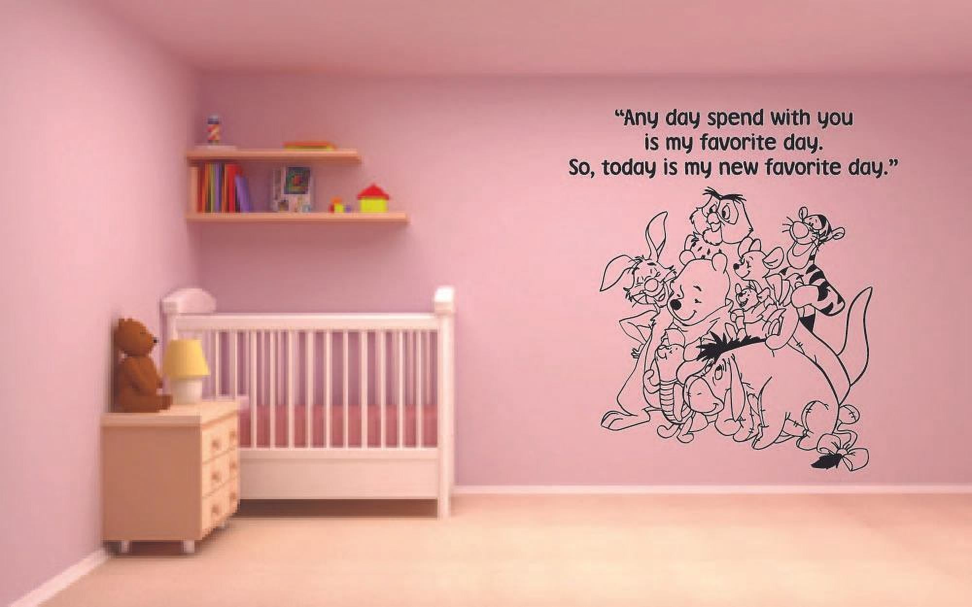 Favorite Day Winnie the Pooh Quote Disney Cartoon Quotes Wall Sticker Art Decal for Girls Boys Room Bedroom Nursery Kindergarten House Home Decor Stickers Wall Art Vinyl Decoration Size (30x30 inch)