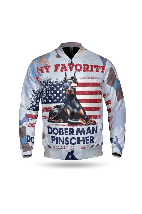 My Favorite Doberman Pinscher Calls Me Dad. Happy Father's Day All Over Print 3D Baseball Jacket Doberman Dog Lover Gifts Bomber Jacket Softball - 00005