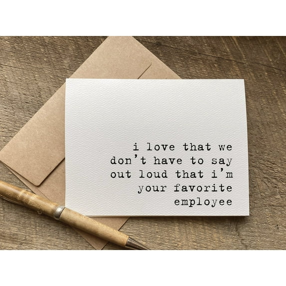 Favorite Employee Card – Funny Appreciation Note for Colleagues – Blank Inside – Comes with Envelope – Perfect Gift for Boss or Co-workers