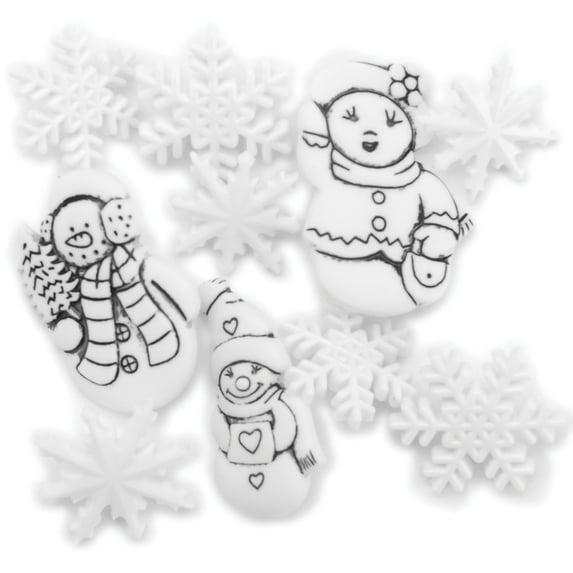 Favorite Findings Holiday Buttons-Snow Family 9/Pkg, Pk 6, Blumenthal Lansing