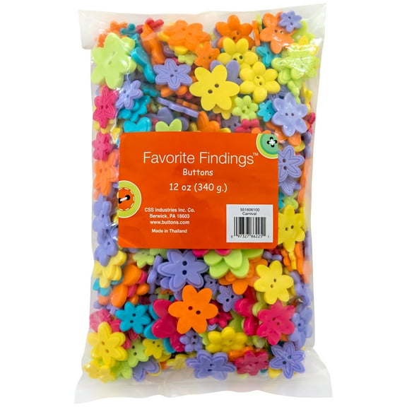 Favorite Findings Multicolor Carnival Assorted Sew Thru Value Megabag Plastic Buttons, 12 Ounces