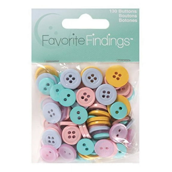 Favorite Findings Pastel Basic Round Sew Thru Buttons, 130 Count