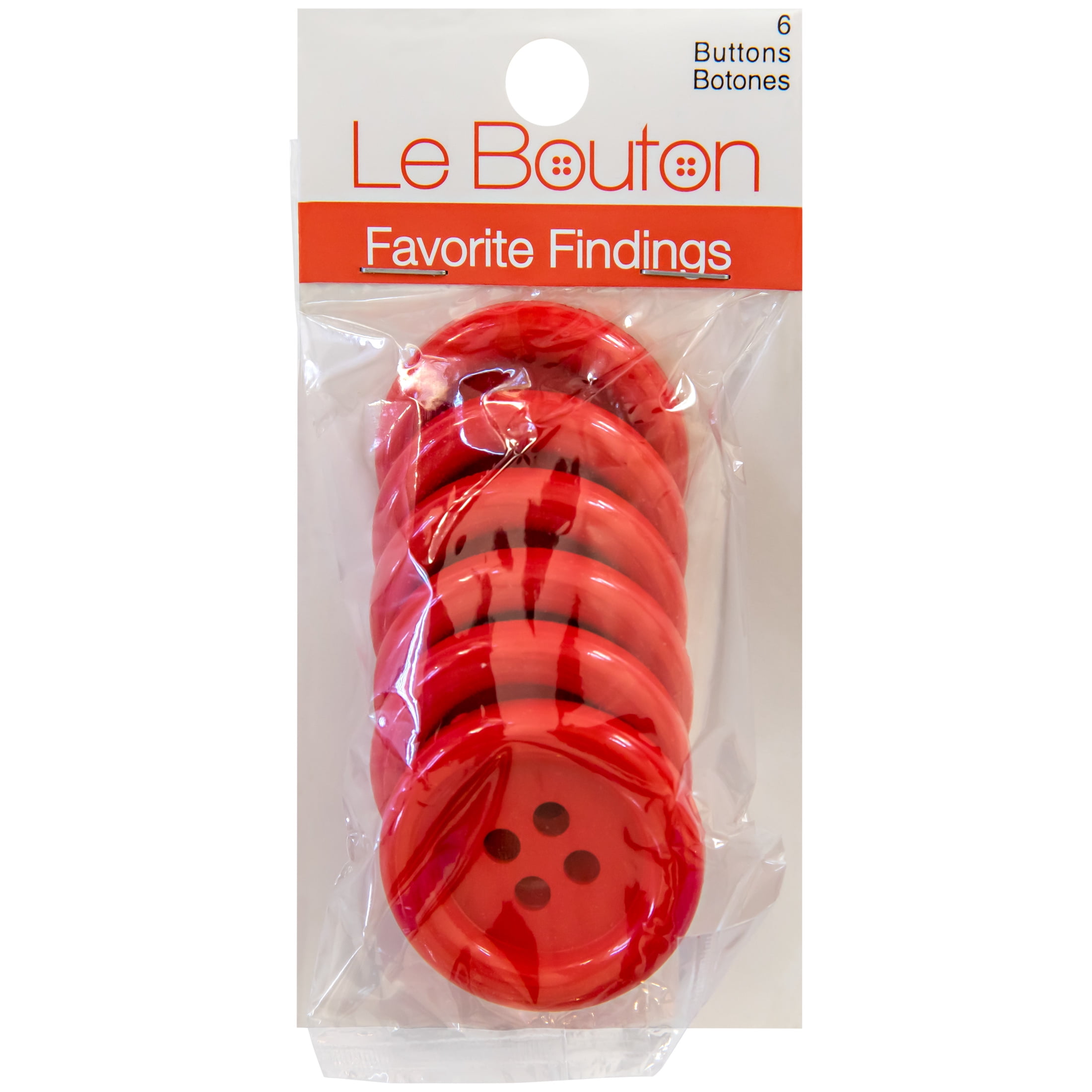 Favorite Findings Red 1 3/8 4-Hole Big Buttons, 6 Pieces - Walmart