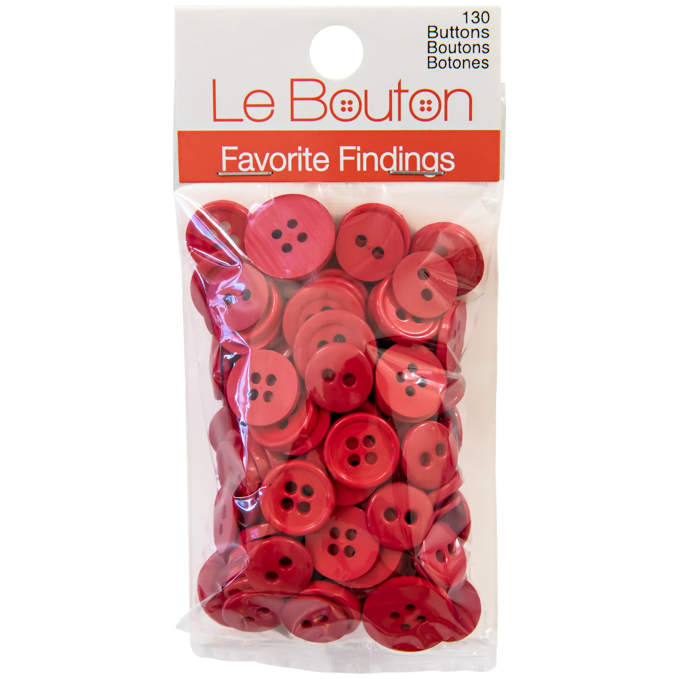Favorite Findings Red Assorted Sew Thru Buttons, 130 Pieces 