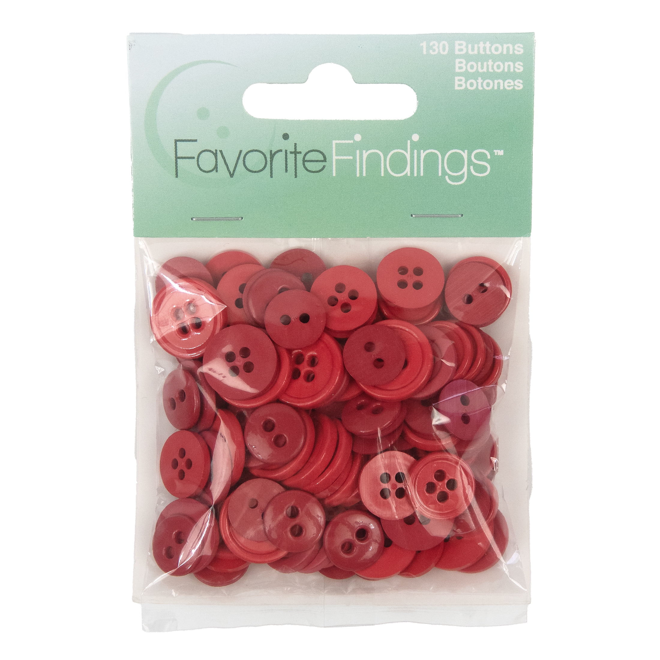 Favorite Findings Red Basic Round Sew Thru Buttons, 130 Count - Walmart.com