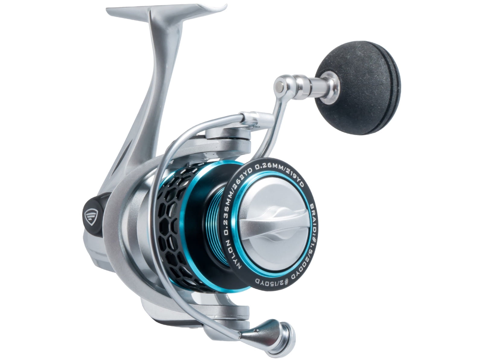 Quantum Smoke Baitcast Fishing Reel, Size 100 Reel, Right-Hand Retrieve,  Large EVA Handle Knobs and Continuous Anti-Reverse Clutch, 10+1 Bearings