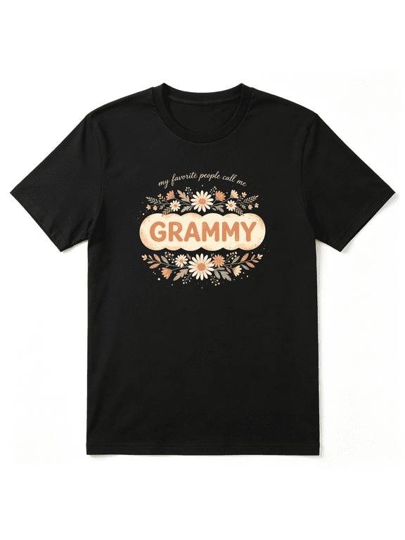 Favorite People Call Me Grammy Retro Graphic Tee for Women, Grandma Mother's Day Gift Cotton Short Sleeves T-Shirt