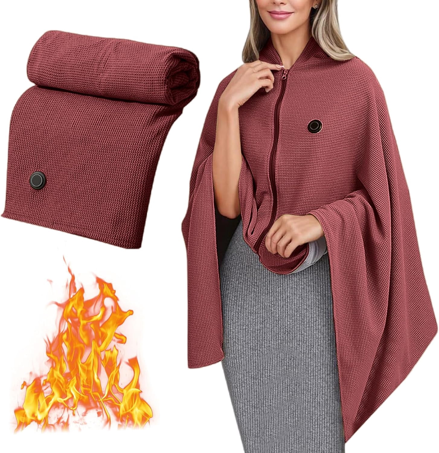 Favorite Portable Heated Shawl, 2025 New Electric Blanket, Multicolor Heating Scarf Durable Winter Warm Wrap, Knitted Heated Shawl for Women Office Camping