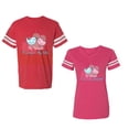 thumbnail image 1 of My Favorite Prince Princess Is My Husband Wife Unisex Couple Matching Cotton Jersey style T-Shirt Contrasting stripes on sleeves (Men Red / Women Pink) (Men M / Women S), 1 of 3