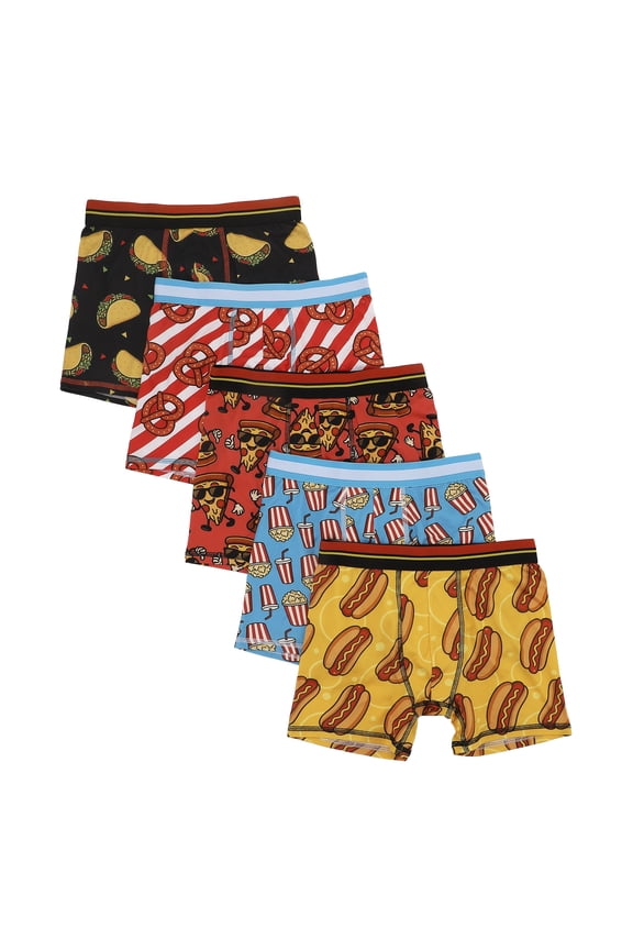 Favorite Snacks All-Over Prints Boys’ Boxer Briefs Multipack (5 Pack) - XS (4/5)