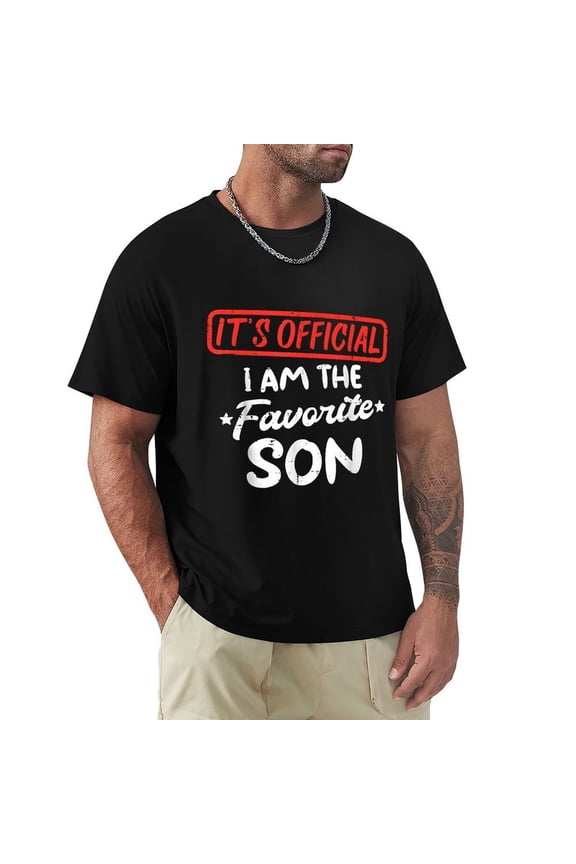 Favorite Son Men's Cotton HD Print Short Sleeve T-Shirt Crew Neck Top Black 2XL