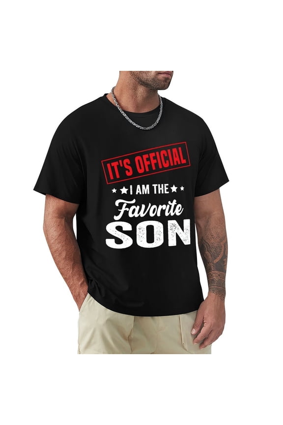 Favorite Son Men's Cotton HD Print Short Sleeve T-Shirt Crew Neck Top Black 3XL