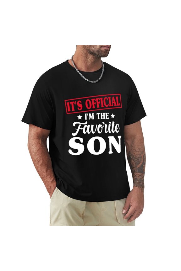 Favorite Son Men's Cotton HD Print Short Sleeve T-Shirt Crew Neck Top Black L