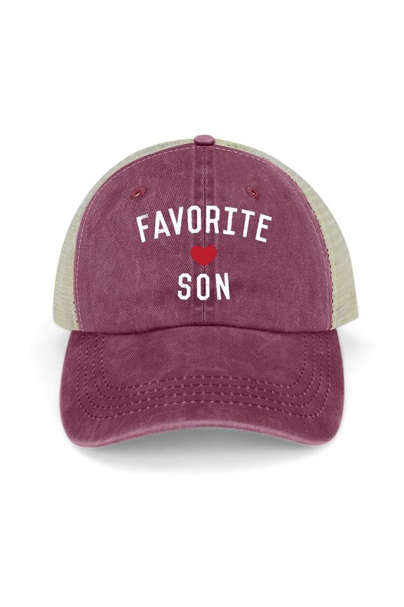 Favorite Son Wine Red Hat Adjustable Funny Fashion Unisex Baseball Cap for Men Women