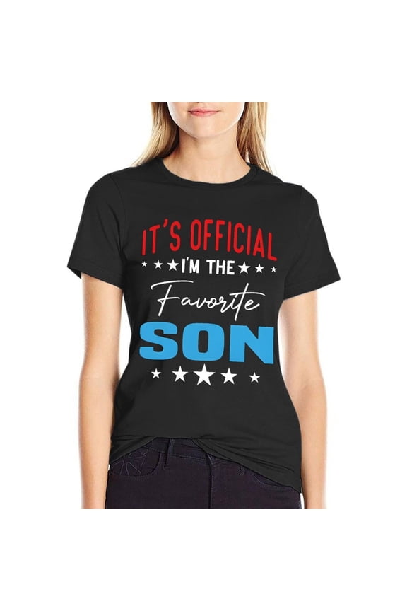 Favorite Son Women’s Short Sleeve Cotton T-Shirt HD Graphic Printed Tee Casual Crew Neck Top M
