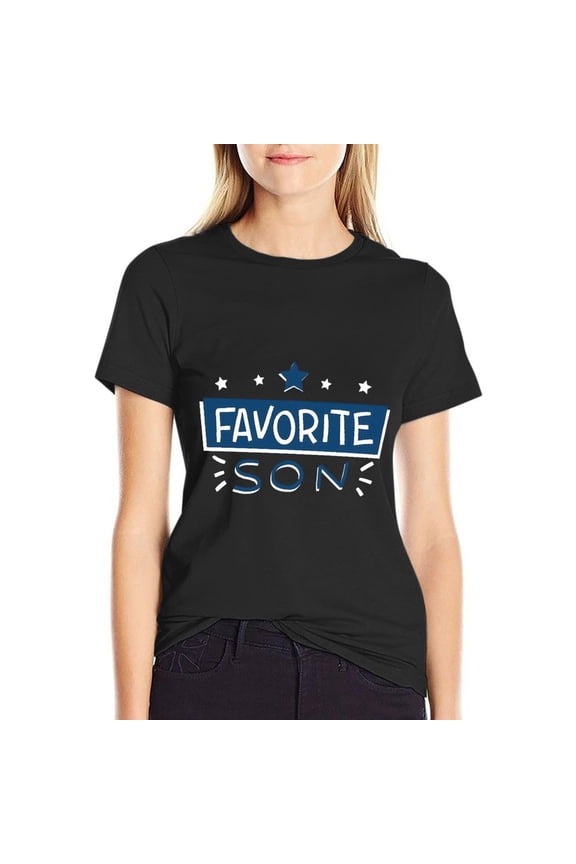 Favorite Son Women’s Short Sleeve Cotton T-Shirt HD Graphic Printed Tee Casual Crew Neck Top XL