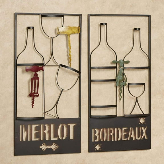 Favorite Wine Metal Vintage Wall Art Bronze Set of Two | Openwork Designs | Vineyard Themed Decor for Kitchen | Tuscan Style Decorations