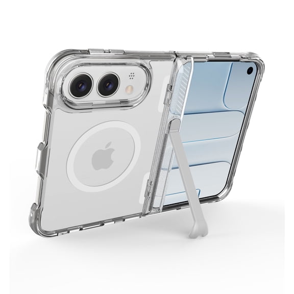 Favorn for Apple iPhone Duo, Hinge Protection Hard PC Cover Invisible Kickstand Full Body Shockproof Magnetic Cover Compatible with Magsafe Anti-Scratch Clear Shell