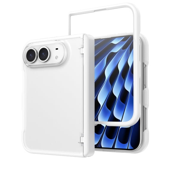 Favorn Case for Apple iPhone Duo with Built-In Tempered Glass Screen Protector, Automatic Hinge Protection, Full-Body Phone Cover, White