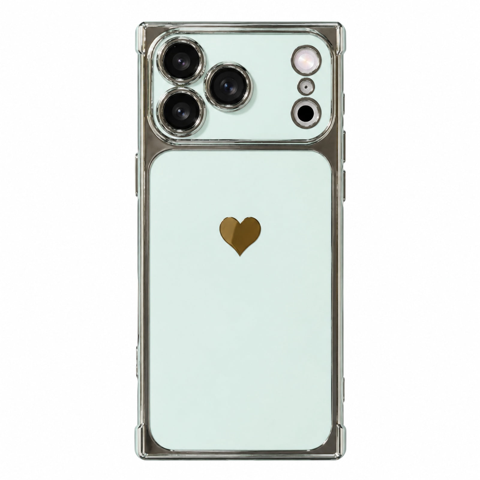 Extra Large Lens Case Favorn Luxury Heart Stylish Case for Apple iPhone 18 Pro, Electroplated ...
