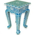 thumbnail image 1 of Favors Handicraft 12" Square Floral Bone Inlay Accent Side Table in Blue, 1 of 6