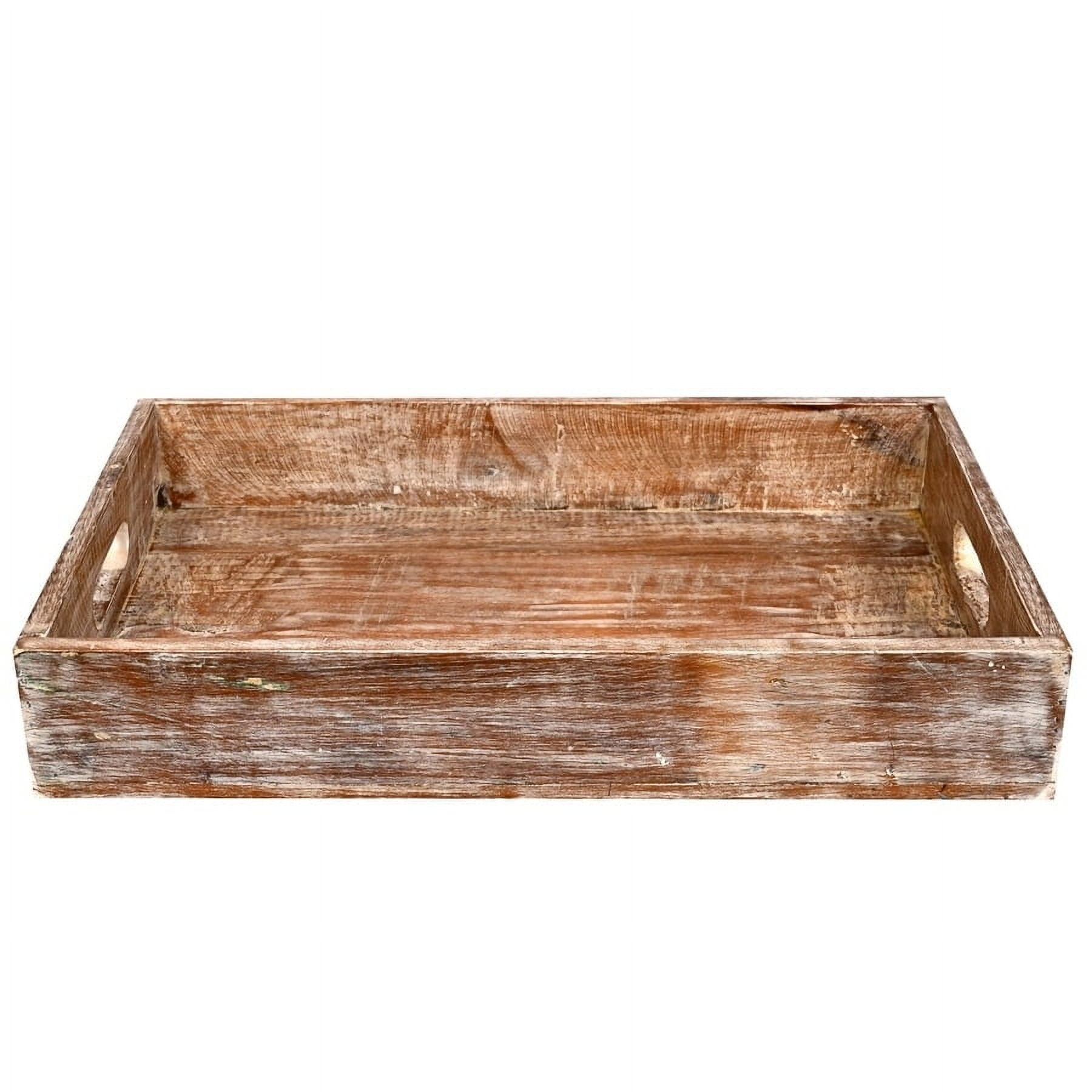 Rustic Charm 18" Reclaimed Wood Serving Tray in Sandy Brown