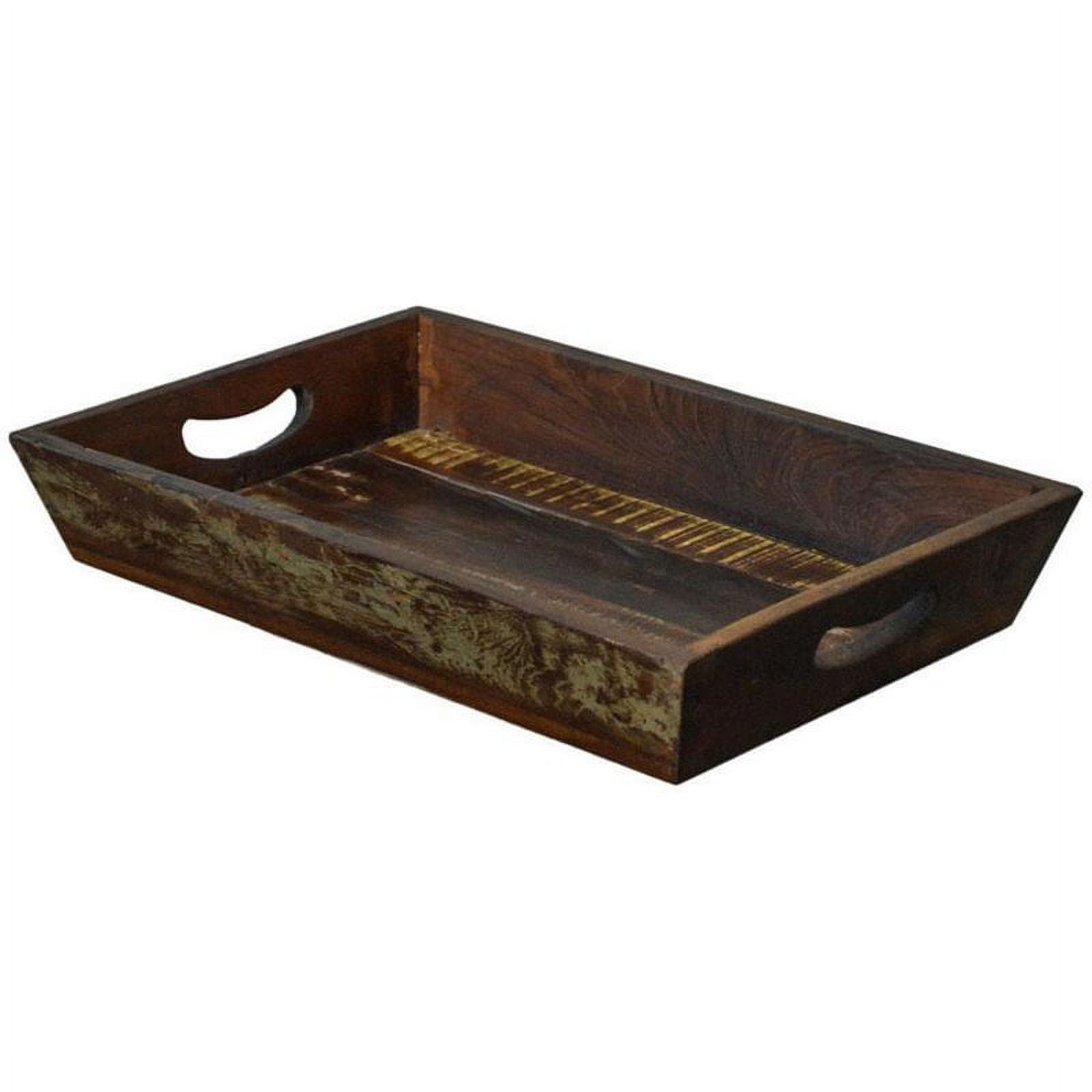 Rustic Brown 18" Reclaimed Wood Farmhouse Tray