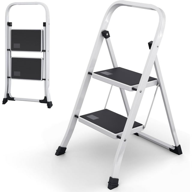 Favory 2-Step Ladder with Wide Anti-Slip Platform & Thick Rubber Feet ...