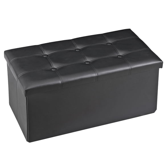 Favory 30 Inches Folding Storage Ottoman Bench, Ottoman Foot Rest, End of Bed Bench, Storage Chest, Load 350 lb, for Living Room, Bedroom, Entrywaya-30Inch Black