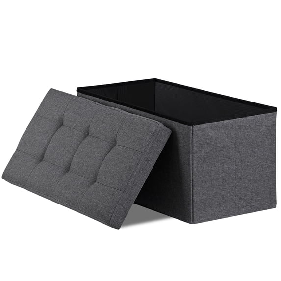 Favory 30 Inches Folding Storage Ottoman Bench, Ottoman Foot Rest, End of Bed Bench, Storage Chest, Load 660 lb, for Living Room, Bedroom, Entryway-30Inch Dark Gray