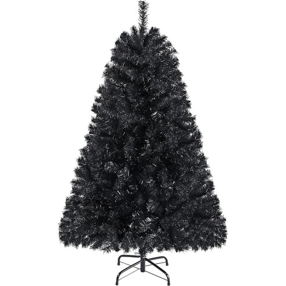 Favory 4.5ft Black Artificial Christmas Pine Tree Seasonal Holiday Carnival Home Party Decoration for Home, Office, Party Decoration Indoor Outdoor with 483 Branch Tips and Foldable Stand
