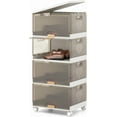thumbnail image 1 of Favory 4 Tier Stackable Storage Bins with Lids, 18 GalFoldable Shoe Storage Box with Detachable Wheels & Flip-Up Doors, Collapsible Closet Organizers and Storage Bins, 1 of 11