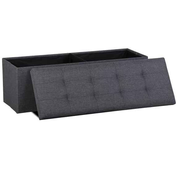 Favory 43 Inches Folding Storage Ottoman Bench, Ottoman Foot Rest, End of Bed Bench, Storage Chest, Load 660 lb, for Living Room, Bedroom, Entryway-43Inch Dary Grey