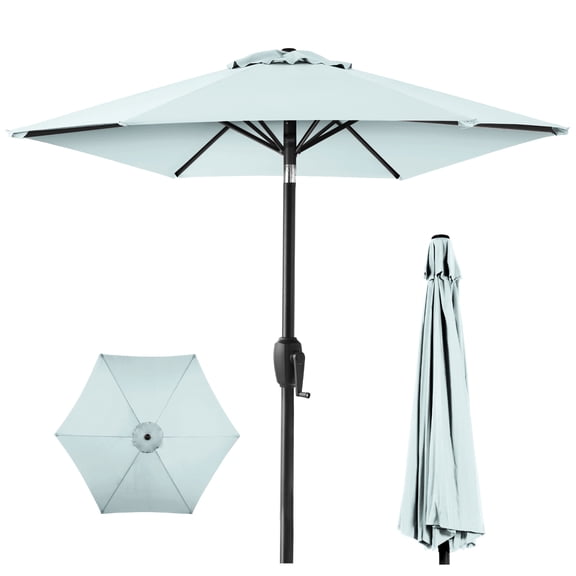 Favory 7.5' Patio Umbrella Outdoor Table Umbrella with 8 Sturdy Ribs-Baby Blue