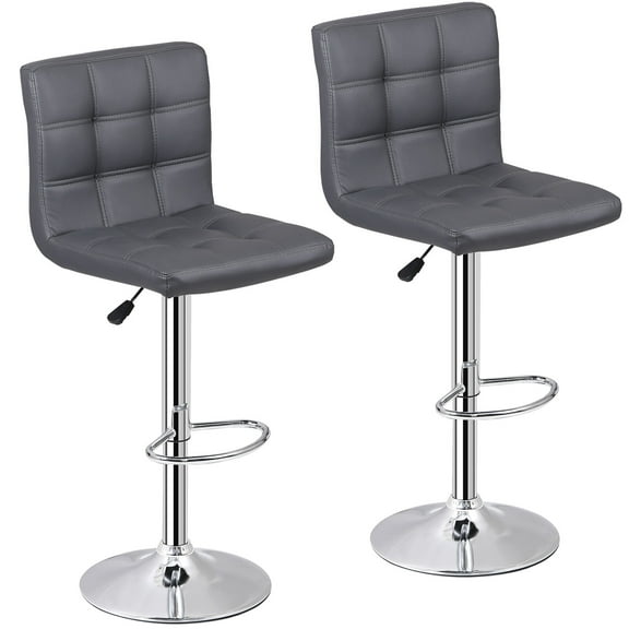 Favory Bar Stools Set of 2- Counter Chairs Adjustable Counter Height Swivel Barstools, Square PU Leather Kitchen Counter Height Bar Stools, Kitchen Island Chairs,Dark Gray