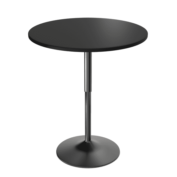 Favory Bar Table, Height-Adjustable Round Pub Table 27-35.4 Inches, Cocktail Table with Sturdy Base, Modern Style, Easy to Assemble, Suitable for Small Space, Black