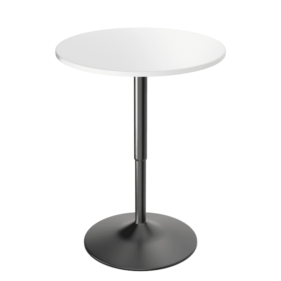 Favory Bar Table, Height-Adjustable Round Pub Table 27-35.7 Inches with Sturdy Base, Modern Style, Easy to Assemble, Suitable for Small Space, White