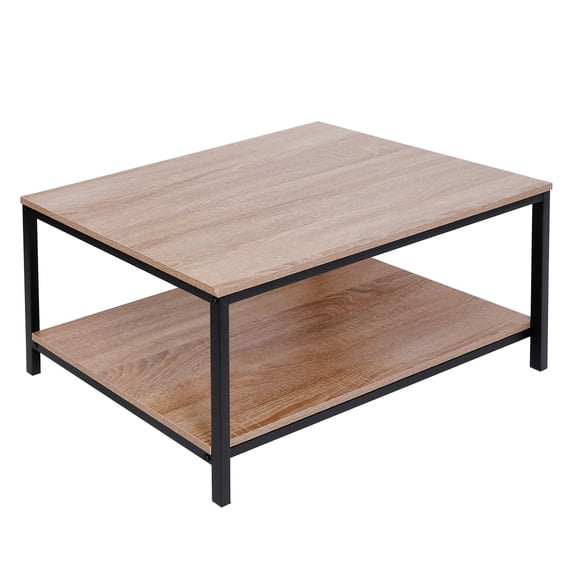 Favory Basics Rectangular Coffee Table with Bottom Shelf, Living Room Center Table, Wooden, 20" D x 31.5" W x 16.5" H
