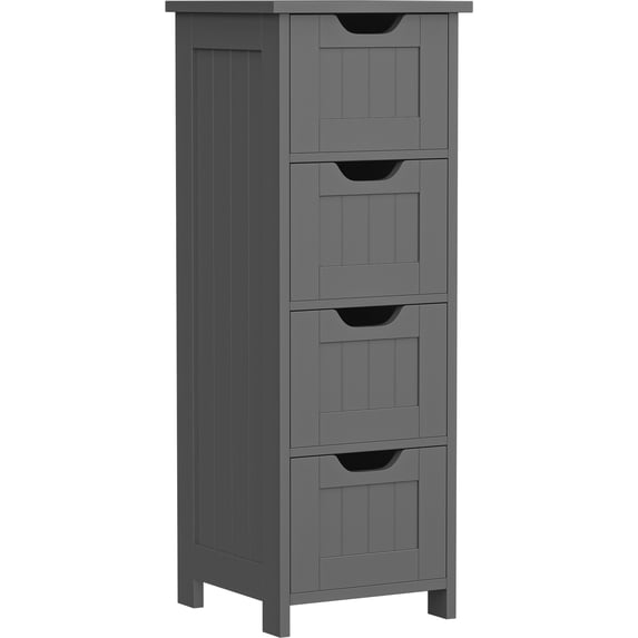 Favory Bathroom Floor Cabinet, Wooden Side Storage Organizer, 4 Drawers Free-Standing Cabinet for Bathroom/Hallway/Living Room-Grey